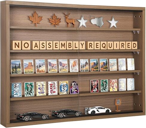 خزانة عرض مثبتة على الحائط مكونة من 5 طبقات، لا تحتاج إلى تجميع، جاهزة للاستخدام، حافظة عرض بباب زجاجي مع أرفف قابلة للتعديل لغرفة النوم، طبيعية in Kuwait