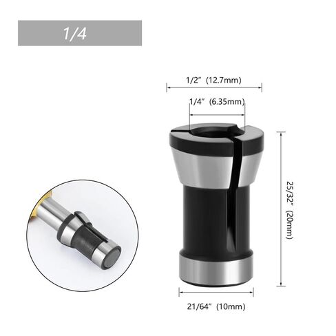 1/3PCS Set Collets 6.35mm 8mm 6mm Collet Chuck Engraving Trimming Machine Electric Router Milling Cutter Accessories (Size : 6.35mm) in Saudi Arabia