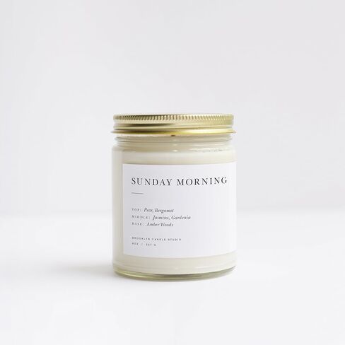 Brooklyn Candle Studio Fern & Moss Minimalist Candle - Luxury Scented Candle, Vegan Soy Wax, Hand Poured in The USA, 50 Hour Slow Burn Time - 7.5oz in Kuwait