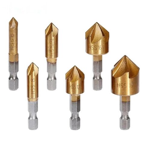 SHOKHI 6Pcs HSS Countersink Drill Bit Set Reamer Woodworking Chamfer Drill Counterbore Pliot Hole Cutter Screw Hole Drill in Saudi Arabia