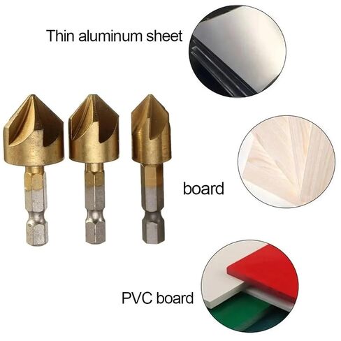 SHOKHI 6Pcs HSS Countersink Drill Bit Set Reamer Woodworking Chamfer Drill Counterbore Pliot Hole Cutter Screw Hole Drill in Saudi Arabia