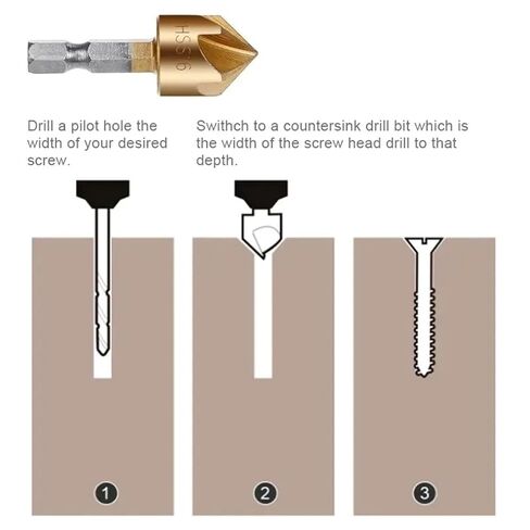 SHOKHI 6Pcs HSS Countersink Drill Bit Set Reamer Woodworking Chamfer Drill Counterbore Pliot Hole Cutter Screw Hole Drill in Saudi Arabia