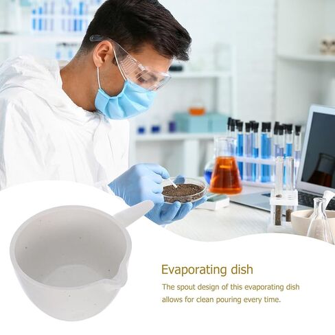 2pcs Round Evaporating Dish with Handle High Chemical Stability Acid Alkali Resistant Laboratory and Home Use Porcelain Container with Spout for Heating and Storing in Saudi Arabia