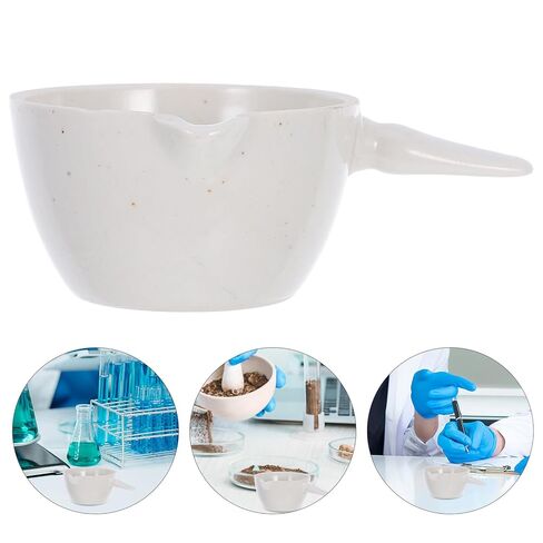 2pcs Round Evaporating Dish with Handle High Chemical Stability Acid Alkali Resistant Laboratory and Home Use Porcelain Container with Spout for Heating and Storing in Saudi Arabia