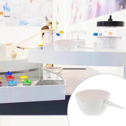 TIDTALEO Ceramics Round Evaporating Basin with Handle Acid Alkali Resistant Porcelain Evaporating Dish for Laboratory School and Home Use with Spout Design in Saudi Arabia