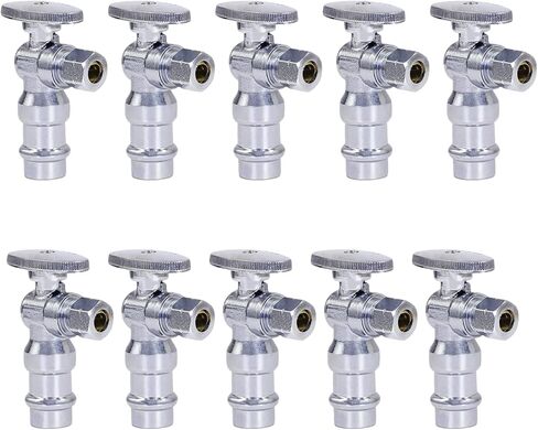 صمام مناسب للضغط 1/2 بوصة ABS × 3/8 بوصة OD منزلق لإيقاف المياه، صمام إيقاف زاوية الضغط، صمام إغلاق المرحاض، مدخل المياه للتشغيل والإيقاف، عبوة من 10 قطع in Kuwait