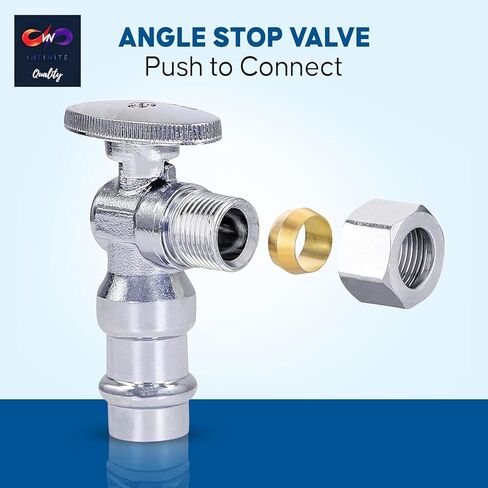 صمام مناسب للضغط 1/2 بوصة ABS × 3/8 بوصة OD منزلق لإيقاف المياه، صمام إيقاف زاوية الضغط، صمام إغلاق المرحاض، مدخل المياه للتشغيل والإيقاف، عبوة من 10 قطع in Kuwait