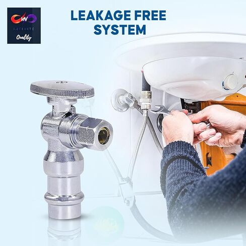 صمام مناسب للضغط 1/2 بوصة ABS × 3/8 بوصة OD منزلق لإيقاف المياه، صمام إيقاف زاوية الضغط، صمام إغلاق المرحاض، مدخل المياه للتشغيل والإيقاف، عبوة من 10 قطع in Kuwait