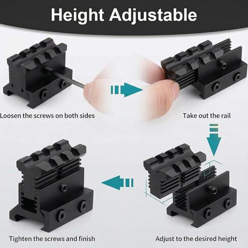 Gotical Picatinny Riser Mount Adjustable Height Lockdown Series with Quick Release, 1.57", Raise 0.9-1.2 inches, Scalloped Picatinny Slots for Scopes in Saudi Arabia