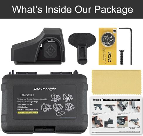 Non-MOS Airsoft 3MOA Reflex Red Dot Sight Shake Awake Optic Sight لـ Glock 17/18/19/19X/22/23/31/32/34/41، 12 تعديل سطوع نقطة حمراء، رؤية مدمجة غير محدودة ومتينة خالية من المنظر in Kuwait