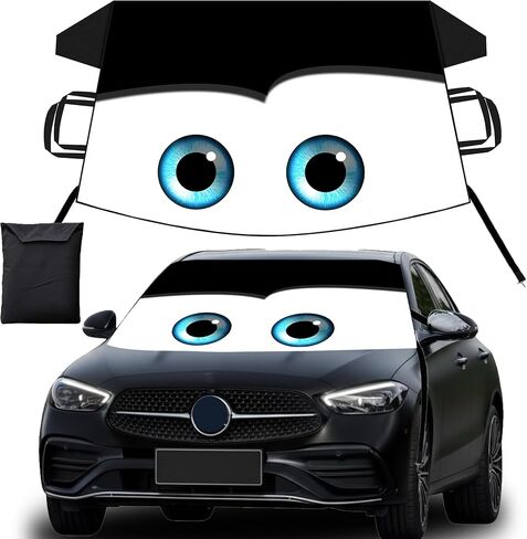 غطاء الزجاج الأمامي من Gven للثلج والثلج وغطاء السيارة الثلجي في الشتاء وأعياد الميلاد وإكسسوارات Gfit وغطاء النافذة الأمامية وواقي خارجي للسيارات وسيارات الدفع الرباعي والشاحنات المقاومة للماء والشتاء للسيارة الأساسية (ندفة الثلج) in Kuwait