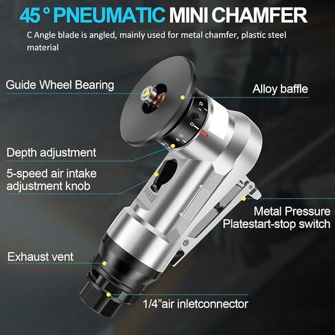 ماكينة شطب هوائية صغيرة، ماكينة تشذيب هواء محمولة 30000 دورة في الدقيقة مع مدخل هواء 1/4 بوصة، أدوات هواء ماكينة شطب صغيرة بزاوية 45 درجة مع شفرات لإزالة الحواف in Kuwait