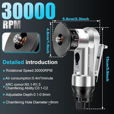 ماكينة شطب هوائية صغيرة، ماكينة تشذيب هواء محمولة 30000 دورة في الدقيقة مع مدخل هواء 1/4 بوصة، أدوات هواء ماكينة شطب صغيرة بزاوية 45 درجة مع شفرات لإزالة الحواف in Kuwait
