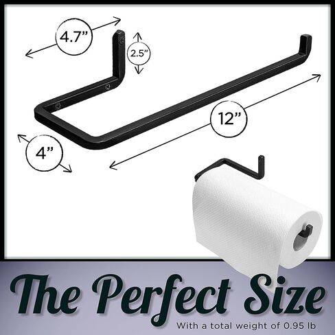 Wrought Iron Paper Towel Holder - Wall Mount Paper Towel Rack for Kitchen, Rustic Wall Mount Holder for Farmhouse Style Homes & Vintage Houses, Black, 12 x 4.7 x 2.5 Inches in Saudi Arabia