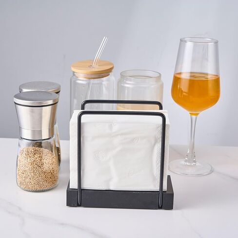Napkin Holder - Standing Napkin Dispenser, Black Metal, Contemporary Style in Saudi Arabia