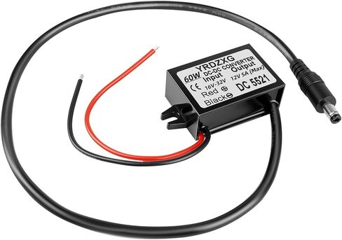 DC 24V to 12V 5A Power Adapter Conversion, with 5.5mmx2.1mm DC Output Jack (Input Range 16V-32V), Suitable for 12V Voltage Regulation of LED Lights, GPS, routers, and Bluetooth Speakers in Kuwait