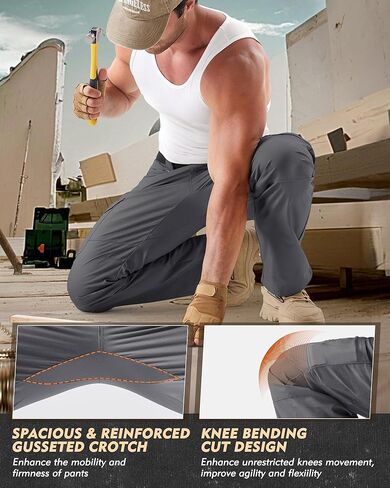 IGOLUMON Men's Stretch Tactical Pants,Ripstop Cargo Pants with 11 Pockets, Lightweight Outdoor EDC Work Hiking Pants Darkgrey in Kuwait