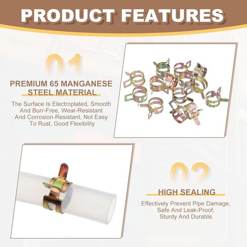 مشابك خرطوم شريط الربيع من PATIKIL، 40 قطعة لـ 15.1-16.7 مم OD 0.6 بوصة (14 مم) أنبوب مشبك زنبركي من الصلب المنغنيز لخط الوقود من السيليكون وأنبوب خرطوم هواء فراغي أنابيب المياه، متعدد الألوان in Kuwait