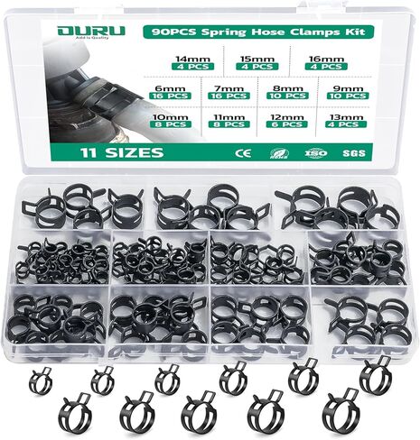 OURU 365PCS 6-25mm Spring Band Hose Clamps Assortment kit with Hose Clamp Plier, Constant Tension Hose Clamps for Fuel Lines, Silicone Vacuum Hoses, Water Pipe, Low-Pressure Air Clips in Saudi Arabia