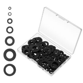 100 PCS Flat Nylon Washers Assortment Kit, 7 Sizes Heavy Duty Nylon Washers Vibration Absorbing Pads Black Washer for Shower Head Garden Faucet Plumbing Washer Repair(20/16/12/9/8/6/5mm) in Kuwait