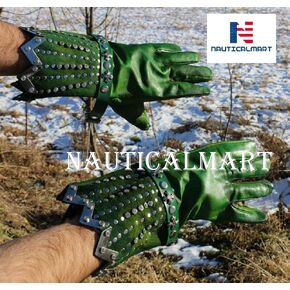 قفّازات جلدية من عصر النهضة من نوتيكال مارت، أدوات إعادة تمثيل المسرح، إكسسوارات جلدية تاريخية للفارس in Kuwait