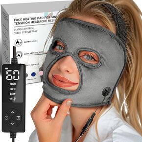 قناع وجه ساخن لتخفيف ضغط الجيوب الأنفية، وسادة تدفئة كاملة للوجه للمساعدة في النوم وصداع التوتر in Kuwait