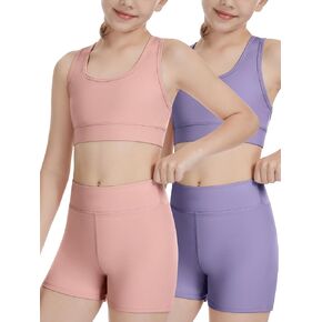 Femdouce Girls Clothing Athletic Sets Sleeveless Crop Tank Tops & Athletic Shorts for fitness gymnastics & Activewear in Kuwait