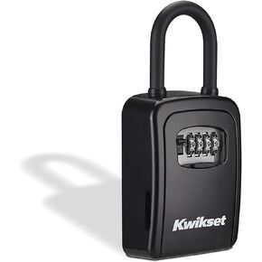 صندوق قفل تخزين المفاتيح المحمول من كويكسيت، قفل مجموعة مكون من 4 أرقام قابل لإعادة الضبط، 3-1/2 بوصة، عبوة واحدة، أسود in Kuwait