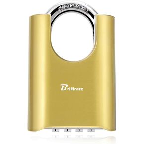 قفل مجمع خارجي، قفل معدني عالي التحمل مكون من 4 أرقام، أقفال من سبائك مقاومة للطقس مع تكبل فولاذي مقوى، أقفال كبيرة عالية الأمان لسياج السقيفة، مشابك البوابة، وحدة تخزين باللون الذهبي in Kuwait