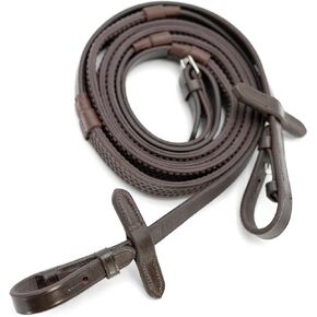 Jeffers Uniquely English Rubber Grip Reins for Horses, 54" L - Leather Riding Reins with Hook & Stud Ends, Non Slip Grip, Equestrian Horse Tack for Jumping, Dressage, Training, Trail Riding - Havana in Kuwait