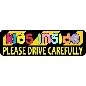StickerTalk Please Drive Carefully Kids Inside Vinyl Sticker, 10 inches by 3 inches in Kuwait