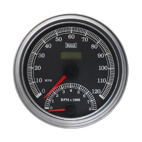 Rogue Motorcycle Mechanical Speedometer/Tachometer Gauge Kit Fits 1984-1995 Harley Davidson FL, FLT, FLST Models - 120 MPH - 8,000 RPM - Digital Odometer - Factory Speedo Cable Ready - 4-1/4" Diameter in Saudi Arabia