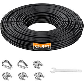 استبدال كابل بكرة كابل الصالة الرياضية LFJ لآلة البكرة حبل سلك فولاذي شديد التحمل 32.8/65.6/98.4 قدم لنظام بكرة رفع الأثقال، كابل فولاذي لصالة الألعاب الرياضية، سميك 5 مم، مطلي بمادة TPU in Kuwait