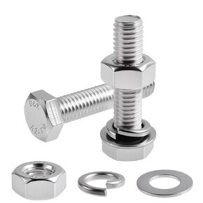 6 Set M6-1.0×40 Hex Head Screws Bolts, Nuts, Flat & Lock Washers,304(18-8) Stainless Steel Full Thread Hexagon Bolts with Nut & Washers for Heavy-Duty Fastening Applications in Kuwait