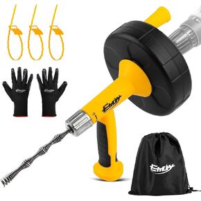 مثقاب الصرف الصحي، ثعبان الصرف مع محول المثقاب، أداة إزالة انسداد الشعر في الحمام بطول 25 قدم، شديدة التحمل ومرنة من الصلب in Kuwait