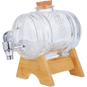 LIFKOME Glass Beverage Dispenser with Sealing Lid Vintage Drink Barrel for Wine Juice Spirits Includes Bamboo Stand and Practical Tap for Easy Serving in Kuwait