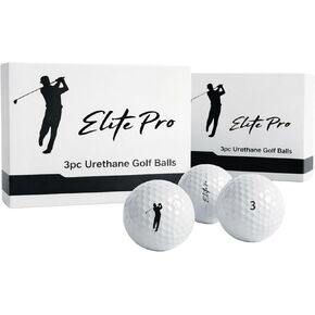 كرات جولف يوريتان مكونة من 3 قطع (دزينة) - ملمس ناعم، مسافة ثابتة وتحكم في الجانب الأخضر - تصميم ديناميكي هوائي 338 دمل - أداء على مستوى الجولة - أبيض in Kuwait