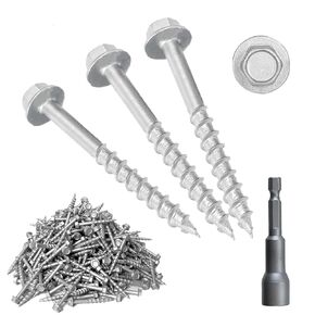 (300 Pack) #9 x 1-1/2" Heavy Duty Joist Hanger Screws, 1/4" Hex Head Wood Screws with 0.370" Dia Deck Screws, Replace SD9112R500 10D Nails in Kuwait