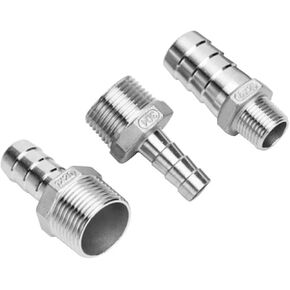 1PCS Hose Barb Coupling 304 Stainless Steel 1/8" 1/4" 3/8" 1/2" Male Thread Pipe Fitting 6/8/10/12mm Pagoda Barb Tail Connector(10mm,3/8") in Kuwait