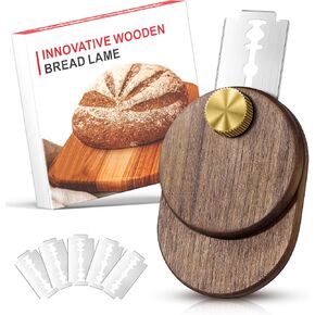 Upgraded UFO Bread Lame Dough Scoring Tool,Magnetic Sourdough Scoring Tool,Black Walnut Bread Lame Cutter Scoring Knife for Bread Baking Includes 5 Replaceable Razor Blades for Bread Baking in Saudi Arabia