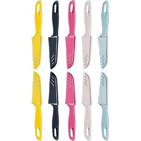 10-Set Super Value Paring Knife Set - 10 Ultra-Sharp German Steel Fruit & Vegetable Knives with 10 Sheaths, PP Plastic Ergonomic Handle, Dishwasher Safe, Multi-Color Small Kitchen Peeling Knives. in Kuwait