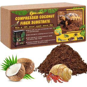 ZeeDix 2 Pack Coconut Fiber Substrate, 100% Organic Coconut Husk Coco Coir Brick Terrarium Bedding for Reptiles, Tortoise, Bearded Dragon, Leopard Gecko, Snake, Hermit Crabs, Frogs, Tarantula in Kuwait