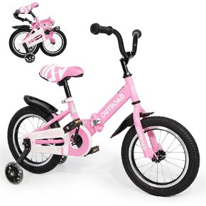 Outroad Kids Bike, Foldable/Classic Children's Bicycle for Boys Girls Age 3-9 Years, 14 16 18 Inch Toddlers Bike with Training Wheels, Multiple Colors in Kuwait