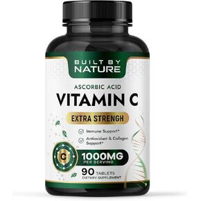 Built by Nature Vitamin C 1000mg – High Potency Immune Support Supplement – Vitamina C Antioxidant for Women & Men – Supports Energy, Skin & Collagen - 90 Tablets in Saudi Arabia