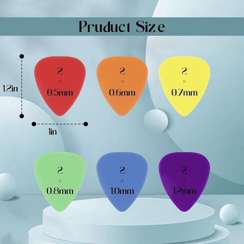 12 قطعة من ريشات الجيتار، 0.5/0.6/0.7/0.8/1.0/1.2 مم تتضمن سماكة رفيعة ومتوسطة ثقيلة، مجموعة متنوعة من ريشات السيلولويد الملونة للجيتار الصوتي، والجيتار الكهربائي، والباس in Kuwait