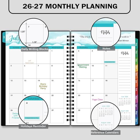 2024-2025 Academic Planner – Weekly ＆ Monthly Planner 2024-2025, Jul. 2024 – Jun. 2025, Calendar Planner, 6.4" x 8.5" with Flexible Cover, Tabs, Strong Twin-Wire Binding, Inner Pocket, 21 Notes Pages in Kuwait