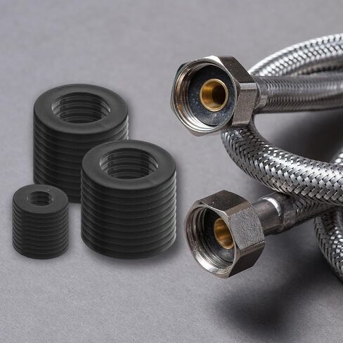 مجموعة متنوعة من 100 قطعة من غسالات النايلون المسطحة، 7 مقاسات من غسالات النايلون شديدة التحمل، وسادات ممتصة للاهتزاز، غسالة سوداء لإصلاح رأس الدش والحديقة وغسالة السباكة (20/16/12/9/8/6/5 مم) in Kuwait