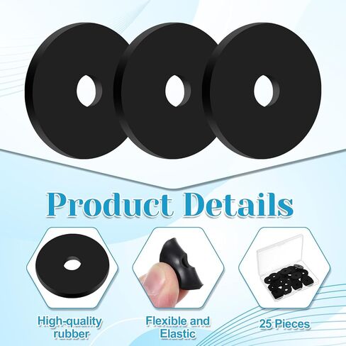 25 قطعة من غسالات المطاط للبراغي، مطاط مقاوم للتآكل شديد التحمل، 1 Od × 1/4 ID × 1/8 سمك، مجموعة غسالة مسطحة للفواصل وقمع الاهتزاز in Kuwait