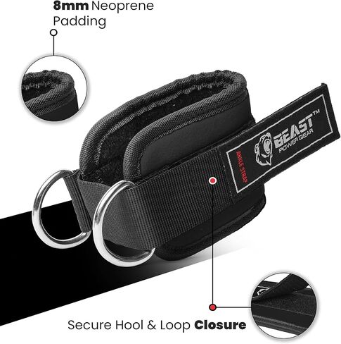 Beastpowergear Padded Ankle Strap Single & Pair for Cable Machine, Kickbacks, Glutes, Abs and Hip Workouts, Leg Extensions Adjustable strap for Men Women in Saudi Arabia