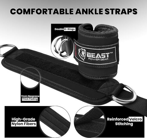 Beastpowergear Padded Ankle Strap Single & Pair for Cable Machine, Kickbacks, Glutes, Abs and Hip Workouts, Leg Extensions Adjustable strap for Men Women in Saudi Arabia